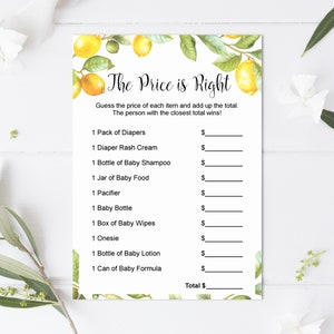 Citrus Baby Shower Games Bundle, Lemon Baby Shower Game Printable 0140 image 2