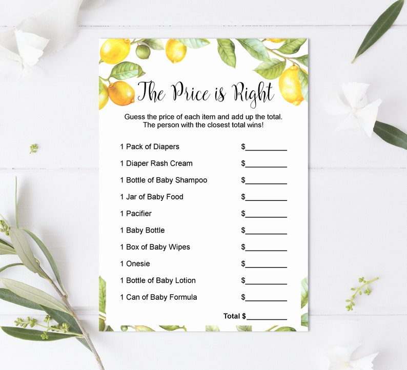 Citrus Baby Shower Games Bundle, Lemon Baby Shower Game Printable 0140 image 2
