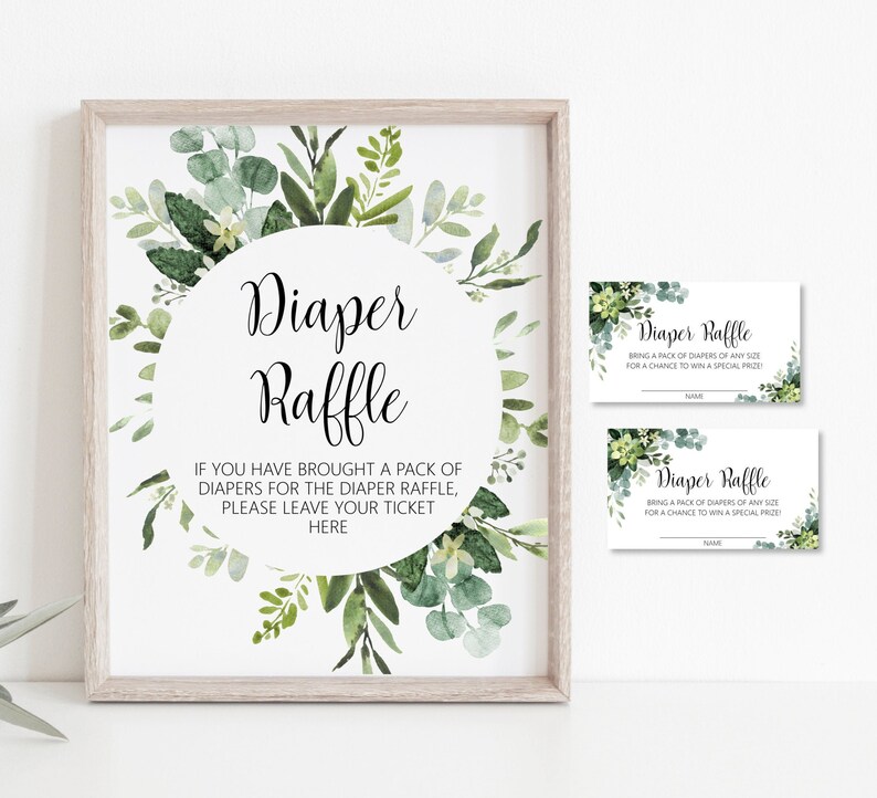 diaper raffle tickets sign succulent greenery baby shower etsy