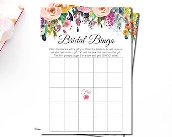 Floral Bridal Shower Bingo Cards, Bridal Bingo Cards Printable, Garden Bridal Shower Games Printable, Blank Bingo Cards Instant Download B14