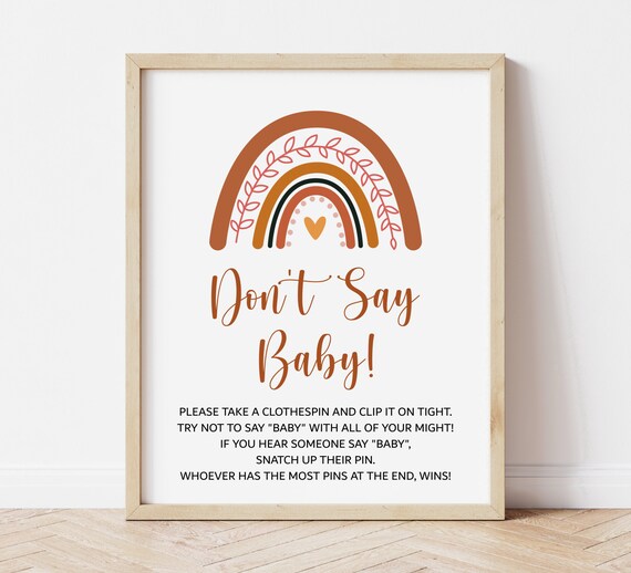 Don't Say Baby Clothespins Game Rainbow Baby Shower Game Boho Baby