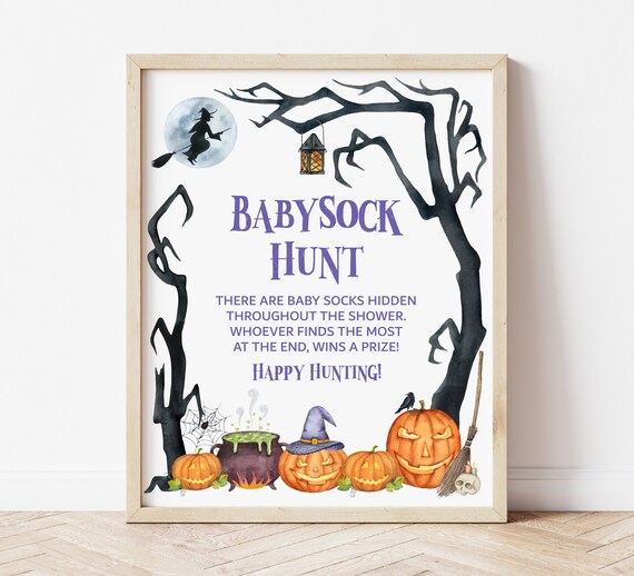 Halloween Baby Sock Hunt Game Halloween Baby Shower Game Spooky Jack o' Lantern Witch Baby Shower Games Printable Instant Download C9 Il_570xn