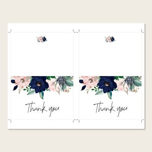 Thank You Cards Template Folded Thank You Note Cards Printable - Etsy