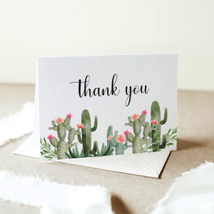 Carte de remerciement cactus Fiesta Floral carte de remerciement fichier imprimable non modifiable B94 C92