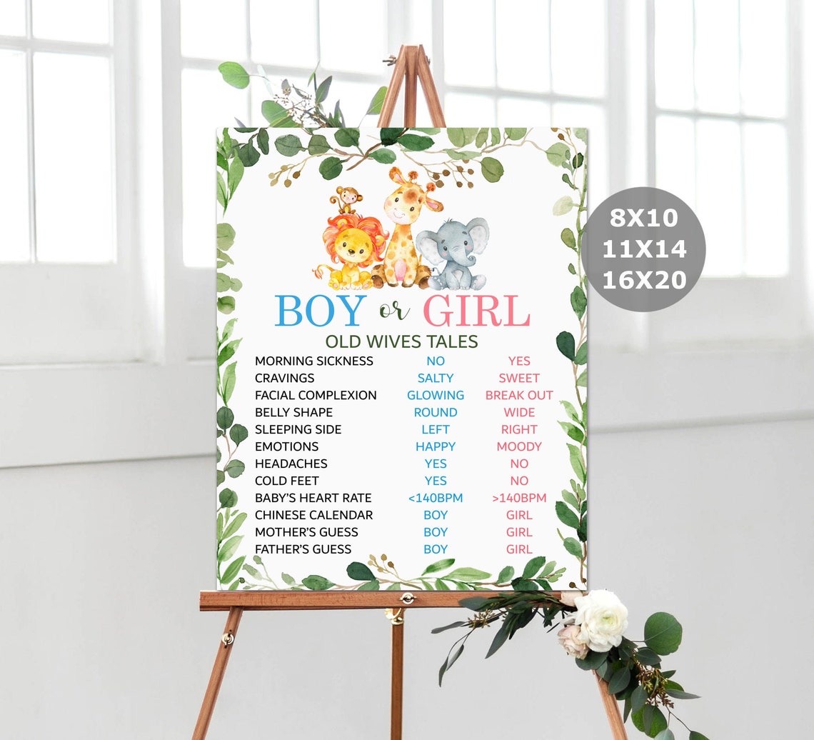 Old Wives Tales Sign Printable Gender Reveal Party Decorations | Etsy