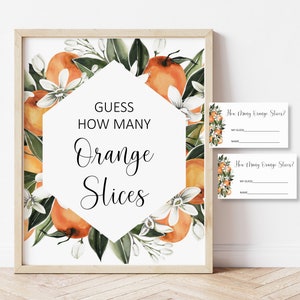 Orange Citrus Guess How Many Orange Slices Game Citrus Baby Shower Little Cutie Baby Shower Game Printable NOT Editable B8 C8