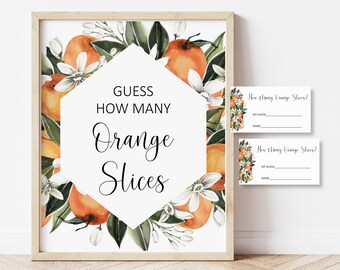 Orange Citrus Guess How Many Orange Slices Game Citrus Baby Shower Little Cutie Baby Shower Game Printable NOT Editable 0125