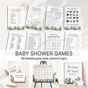 Editable Cactus Fiesta Baby Shower Game Bundle - 80 Printable Boho Mexican Themed Games & Activities Gender Neutral Corjl 0149