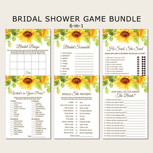 Sunflower Bridal Shower Games Printable Rustic Boho Bridal Shower Game ...