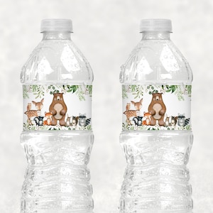 Woodland Animals Water Bottle Labels Greenery Woodland Baby Shower Birthday Party Favors Printable Labels Wrappers NOT Editable 0120