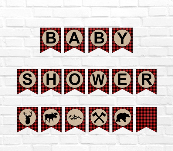 Lumberjack Baby Shower Banner Printable Buffalo Plaid Winter Etsy
