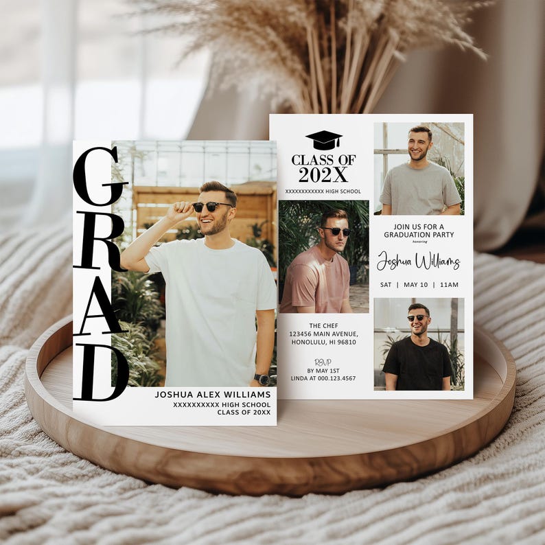 Editable Graduation Announcement Class of 2026 Bold Modern Graduation Photo Card Grad Invitation Template Corjl 0143 image 2