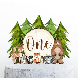 Decorazione per torta di compleanno Woodland STAMPABILE Decorazione per torta di compleanno Wild One Decorazione per torta di compleanno Forest Animals NON modificabile 0120
