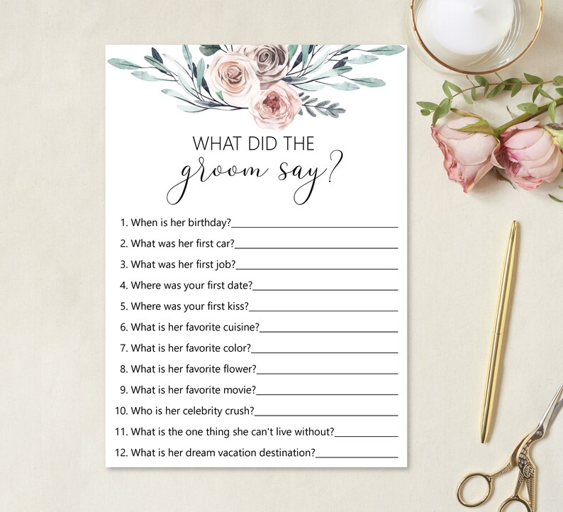 What Did the Groom Say Game Boho Bridal Shower Couple's - Etsy
