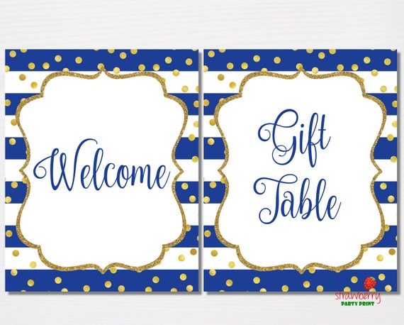 Prince Baby Shower Table Signs Royal Blue Baby Shower Welcome Sign