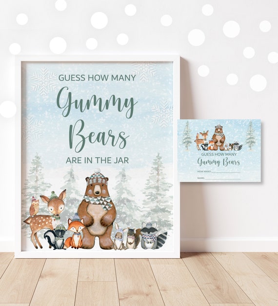 Woodland Baby Shower Guess How Many Gummy Bears Game Winter Woodland Animals Forest Animal Baby Shower Game Printable NOT Editable C4 Il_570xn