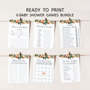 Citrus Baby Shower Games Bundle Little Cutie Baby Shower Game Orange Theme Baby Shower Game Printable NOT Editable 0125