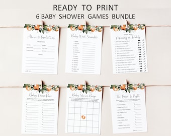 Citrus Baby Shower Games Bundle Little Cutie Baby Shower Game Orange Theme Baby Shower Game Printable NOT Editable 0125