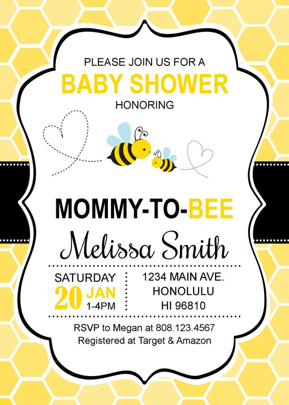 Bumble Bee Baby Shower Invitations Honey Bee Baby Shower Etsy