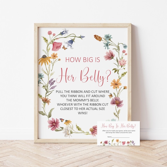 Wildflower Baby Shower How Big Is Mommy's Belly Game Baby In Bloom Garden Baby Shower Floral Baby Shower Game Printable NOT Editable 0123