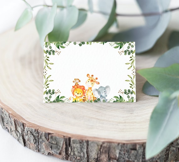 Jungle Safari Animals Place Cards Editable Tent Cards Food Labels Table Name Cards Printable Instant Download A91 C76 Il_570xn