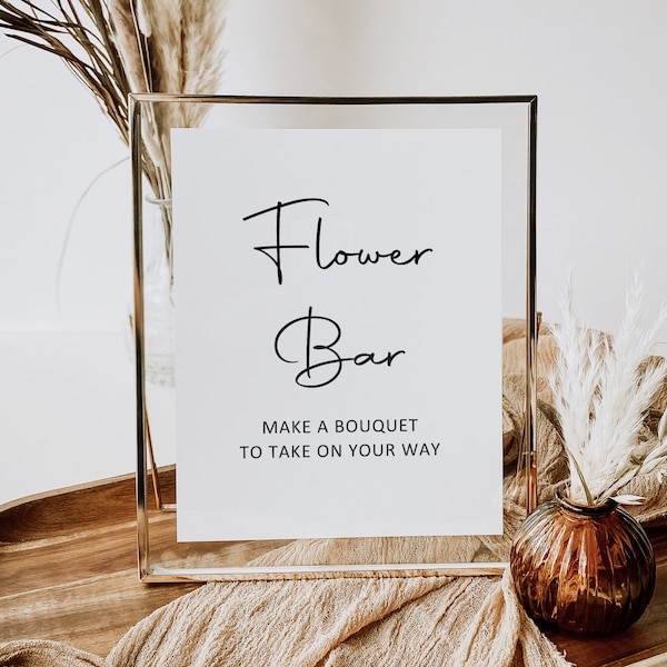 Flower Bar Sign Minimalist Bridal Shower Baby Shower Bouquet Bar Sign Printable NOT Editable B3 C3