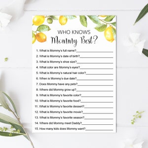 Citrus Baby Shower Games Bundle, Lemon Baby Shower Game Printable 0140 image 5