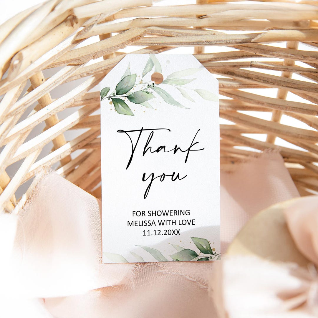 Editable Greenery Thank You Tag Template Wedding Favor Tag Bridal ...