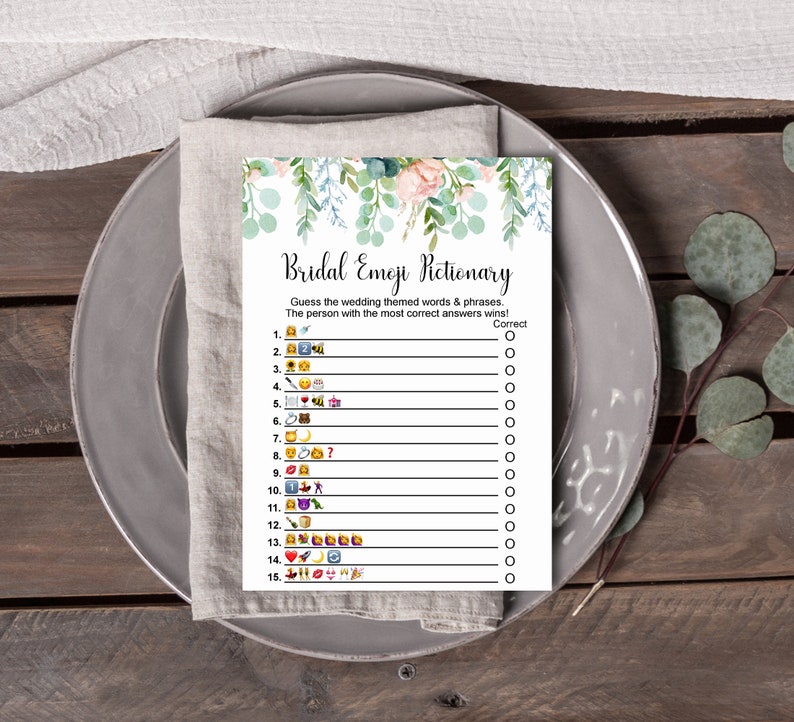 Eucalyptus Bridal Shower Games Bundle Greenery Bridal Shower Etsy