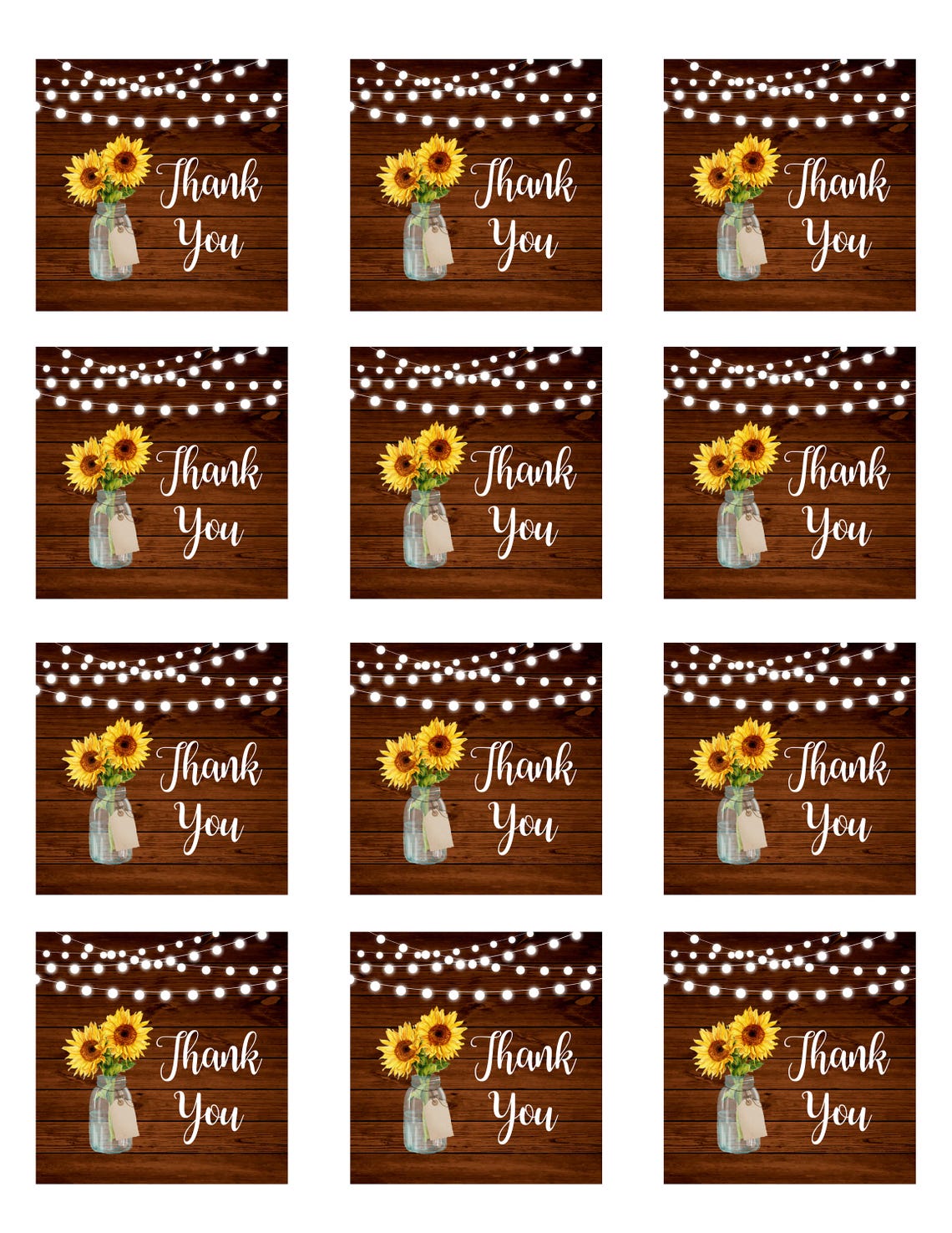 Sunflower Favor Tags Printable Favor Stickers Thank You Tags - Etsy