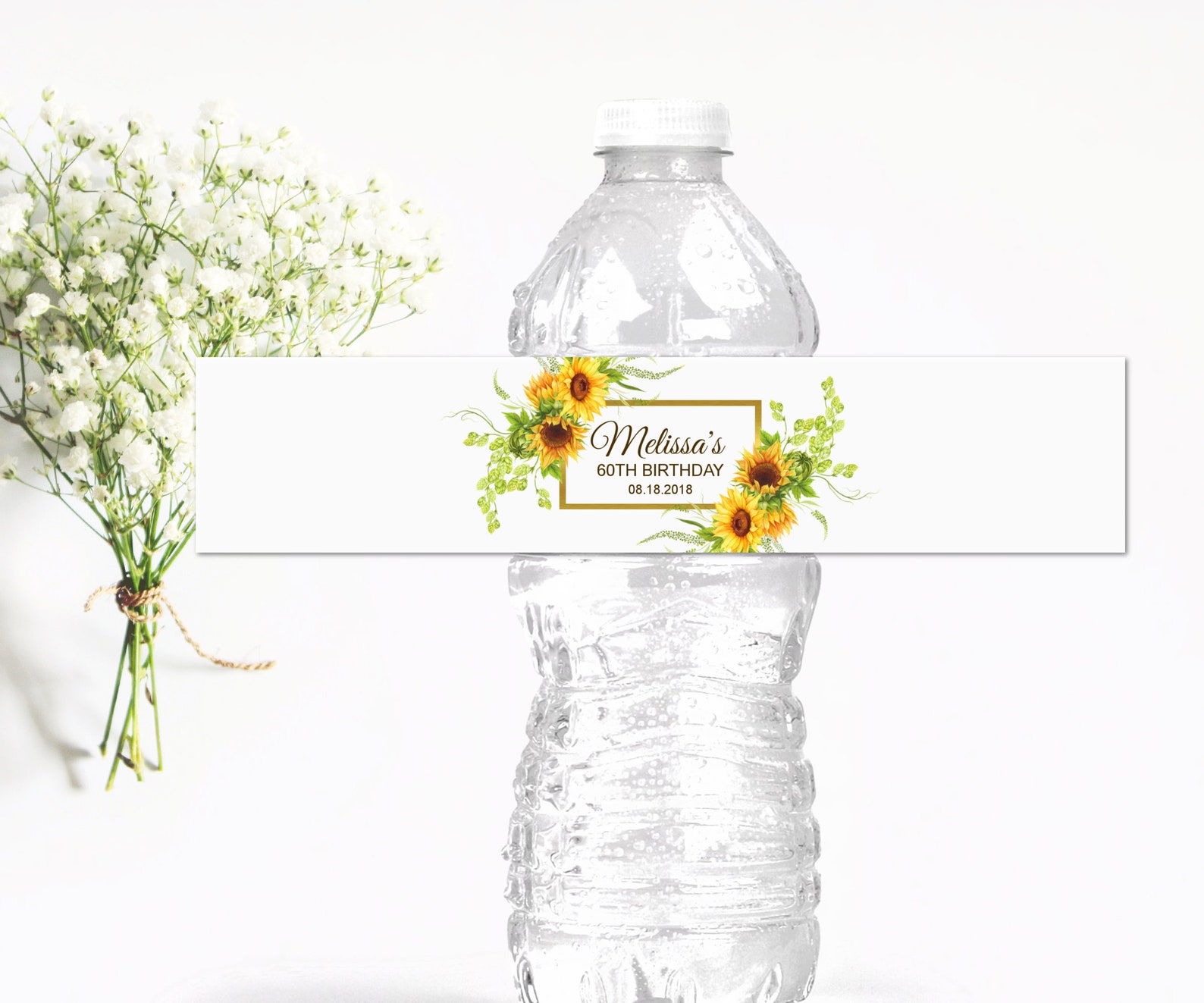 Sunflower Water Bottle Labels Yellow Floral Bridal Shower Baby - Etsy