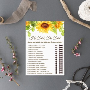 Sunflower Bridal Shower Games Bundle, Boho Bridal Shower, Rustic Bridal Party Games Printable 0132 image 5
