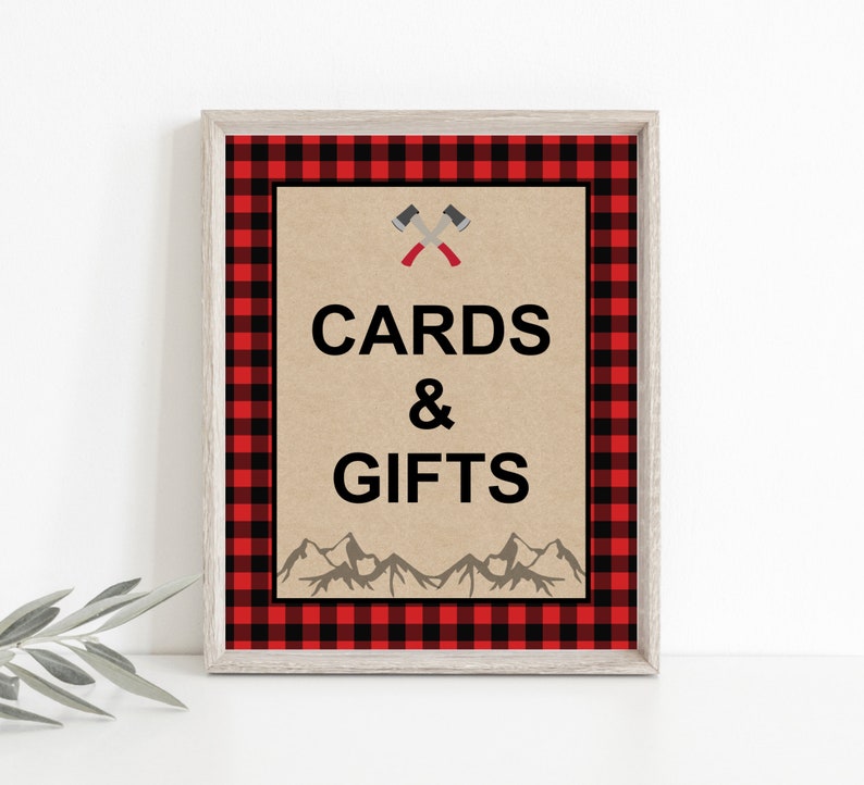 Cards Gifts Sign Gifts Table Sign Lumberjack Baby Shower Etsy