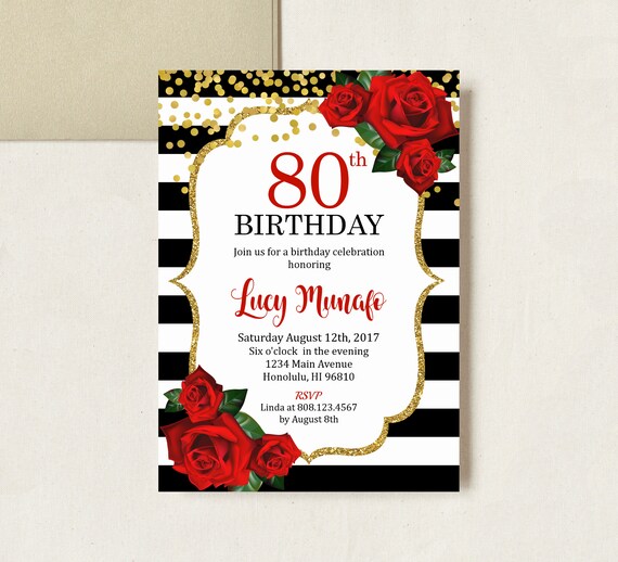 Floral Wood Invitation 80th Birthday Invitation Surprise Birthday Party Invitation Digital file PERSONALIZED #W25 Rustic Invitation