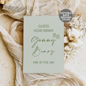 Editable Guess How Many Gummy Bears Game Baby Shower Game Minimalist ...