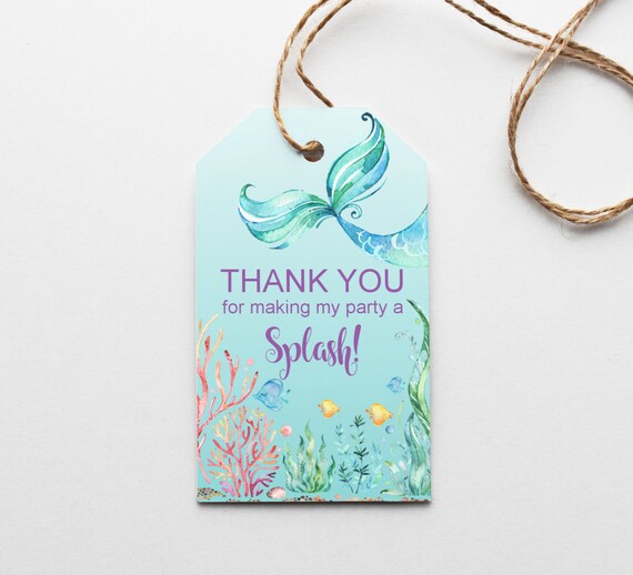 Mermaid Thank You Tags Favor Tags Gift Tags Printable Under The Sea Mermaid Baby Shower Birthday Tags NOT Editable A75 C71 Il_570xn