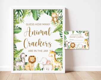 Guess How Many Animal Crackers Game Jungle Baby Shower Jungle Animals Safari Baby Shower Game Printable NOT Editable 0127