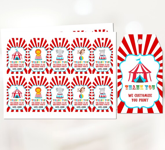 Circus Carnival Favor Tags Custom Thank You Tags Gift Tags Digital File Il_570xn