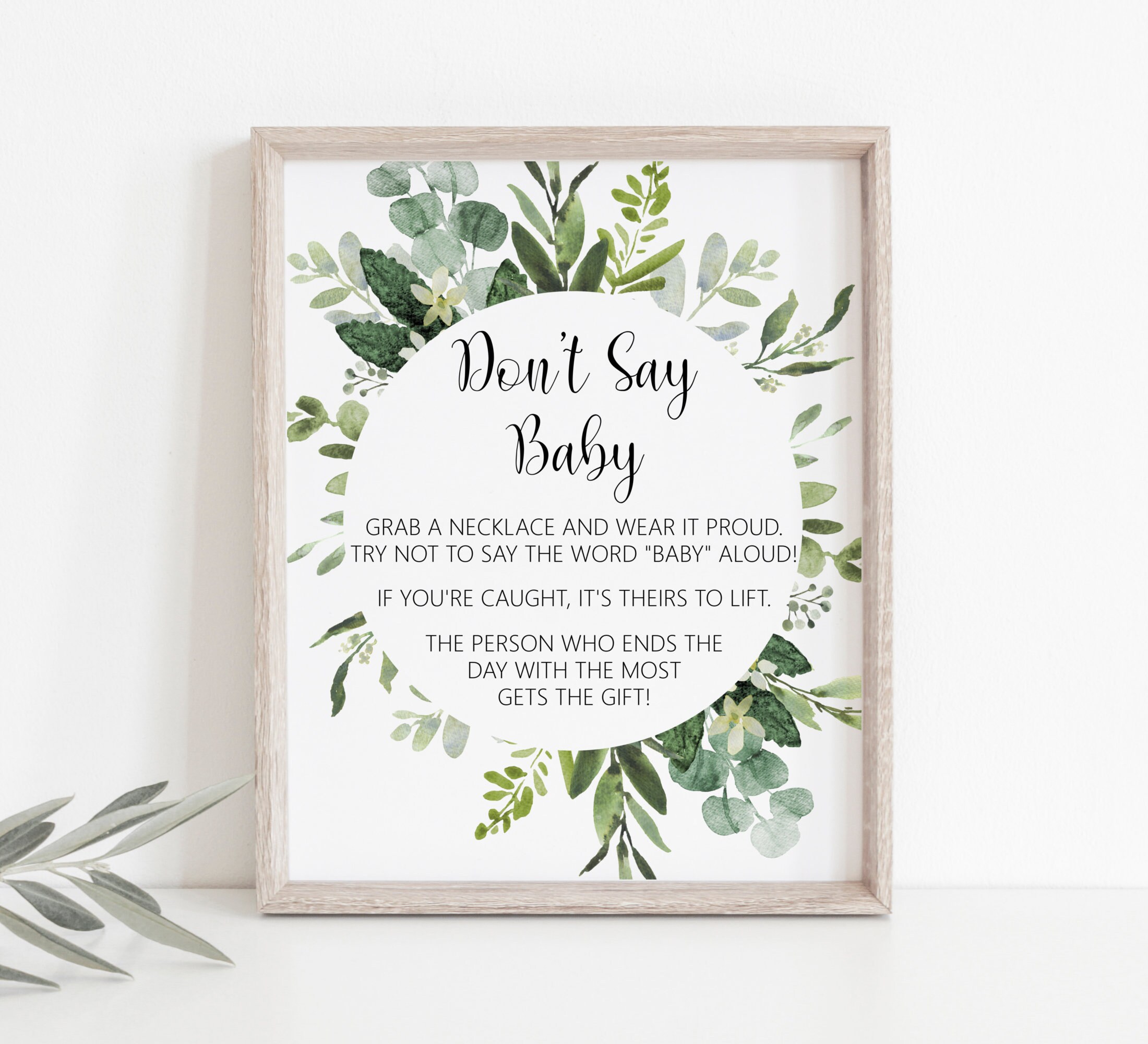 Don't Say Baby Necklace Game Succulent Greenery Baby Etsy