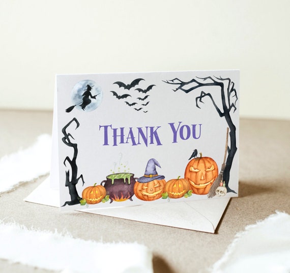 Halloween Thank You Cards Halloween Baby Shower Spooky - Etsy