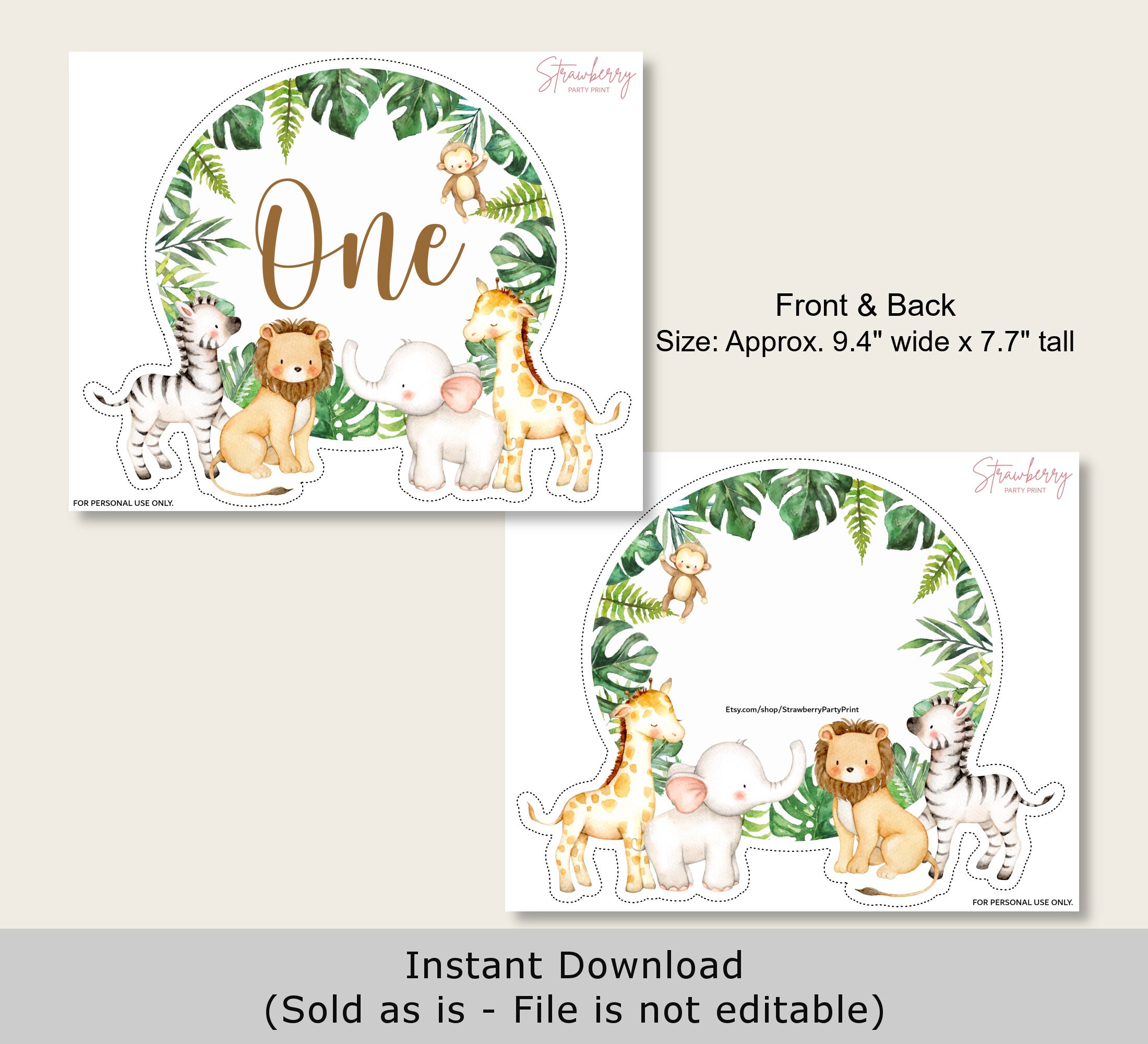 PRINTABLE Jungle One Cake Topper Jungle First Birthday Jungle - Etsy