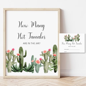 Guess How Many Hot Tamales Are In The Jar Game Cactus Fiesta Baby Shower Game Boho Fiesta Mexican Baby Shower Printable NOT Editable C92