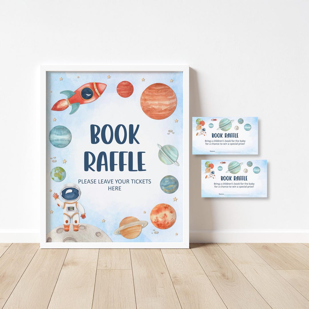 Space Theme Raffle Book Raffle Card & Sign Space Baby Shower Game Galaxy Baby Shower Outer ...