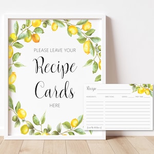 Tarjetas de recetas para despedidas de soltera con cítricos y limón, imprimibles, NO editables 0140