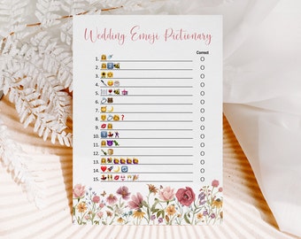 Wildflower Bridal Shower Emoji Pictionary Game Floral Garden Tea Party Printable 0123