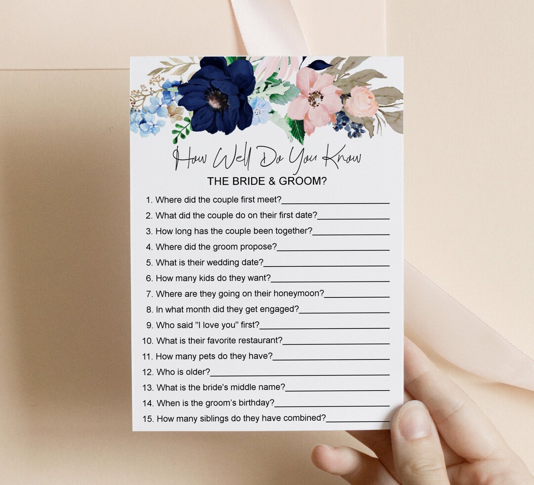 How Well Do You Know the Bride and Groom Game Bridal Shower Game Wedding Shower Game Printable