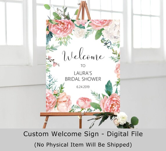Boho Chic Welcome Sign Pink Floral Boho Bridal Shower Baby Shower Welcome Poster Birthday Decorations Printable Sign B85 C73 Il_570xn