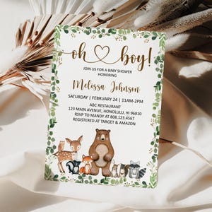 Diaper Raffle Tickets and Sign Woodland Baby Shower Game Greenery Woodland Animals Forest Baby Shower Printable NOT Editable 0120 image 8