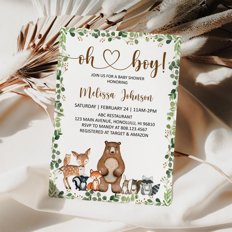 Diaper Raffle Tickets and Sign Woodland Baby Shower Game Greenery Woodland Animals Forest Baby Shower Printable NOT Editable 0120 image 8