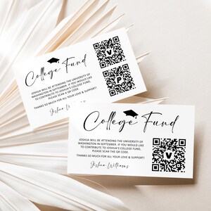 Bearbeitbar College Fund QR-Code-Karte Abschluss Geldgeschenk Venmo Karte Abschlusskarte Vorlage Corjl 0143